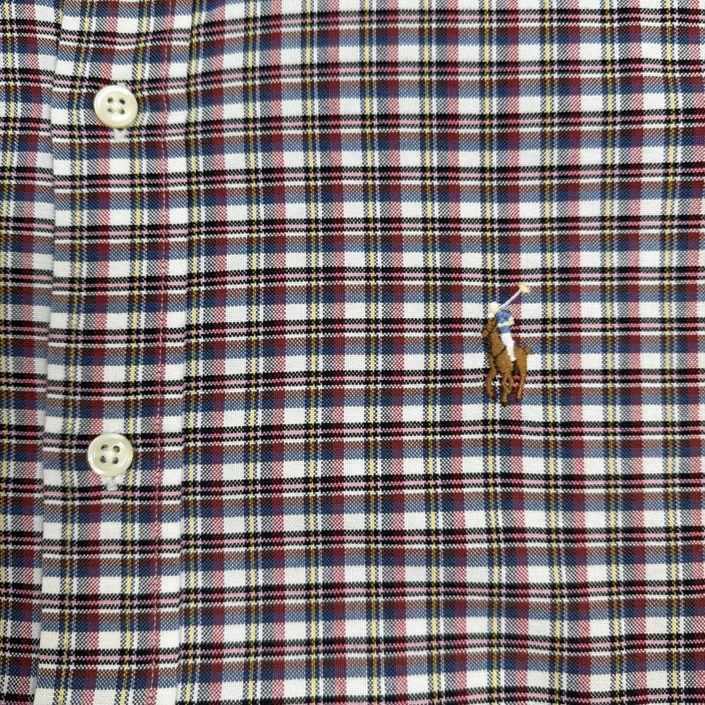 Ralph Lauren Mens XL Button-Down Custom Fit‎ Long Sleeve Plaid Flesh Pony Shirt - Picture 5 of 15
